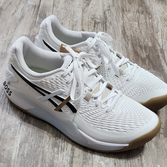 Asics BOSS X Gel Resolution 9 Collab Clay White Camel 1041A453-100 Mens Size 6.5 - Picture 1 of 10
